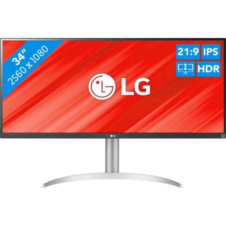 LG 34WQ650-W 34" UltraWide Monitor - 2560 x 1080, 100Hz, HDMI, DisplayPort, USB-C - Immersive Gaming & Productivity Experience